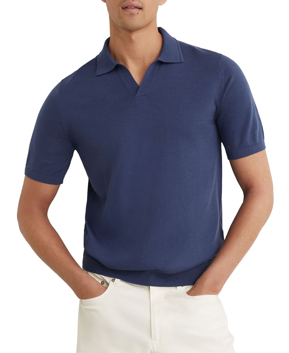 Мужская рубашка-поло REISS Duchie Open Collar Merino Wool