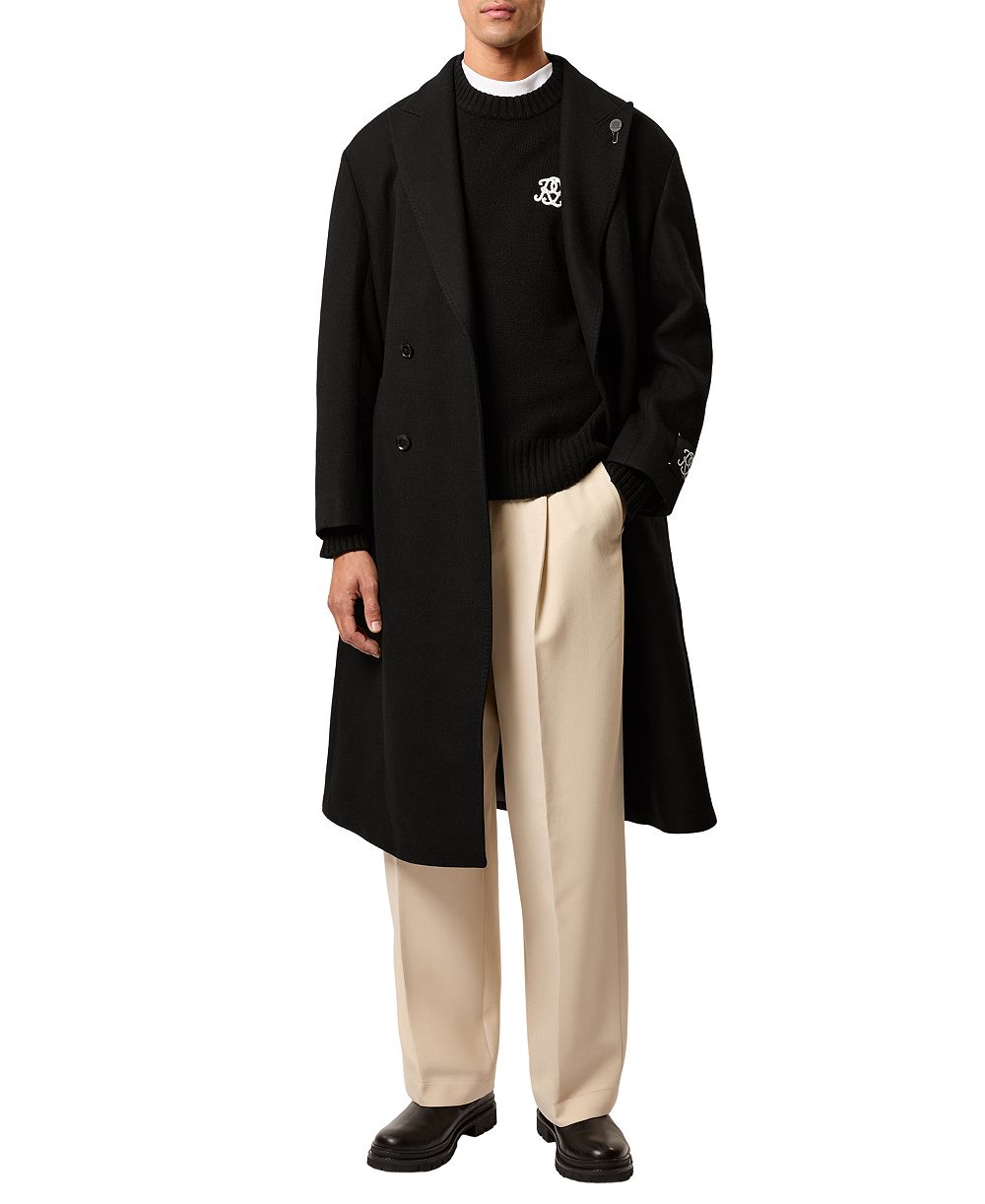 REISS Men's Archibald Embroidered Monogram Crewneck Wool Sweater