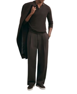 REISS Men's Milburn Merino Wool Open-Collar Sweater