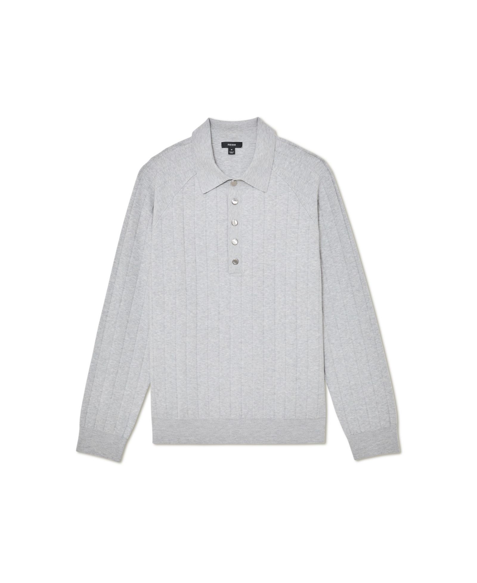 REISS Men's Dillingham Half Button Wide Ribbed Polo Shirt