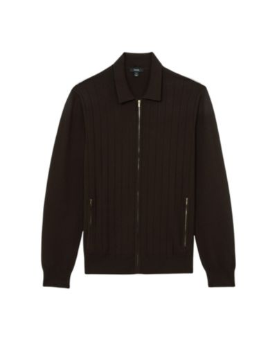 REISS Мужской вязаный кардиган с широким рубчиком