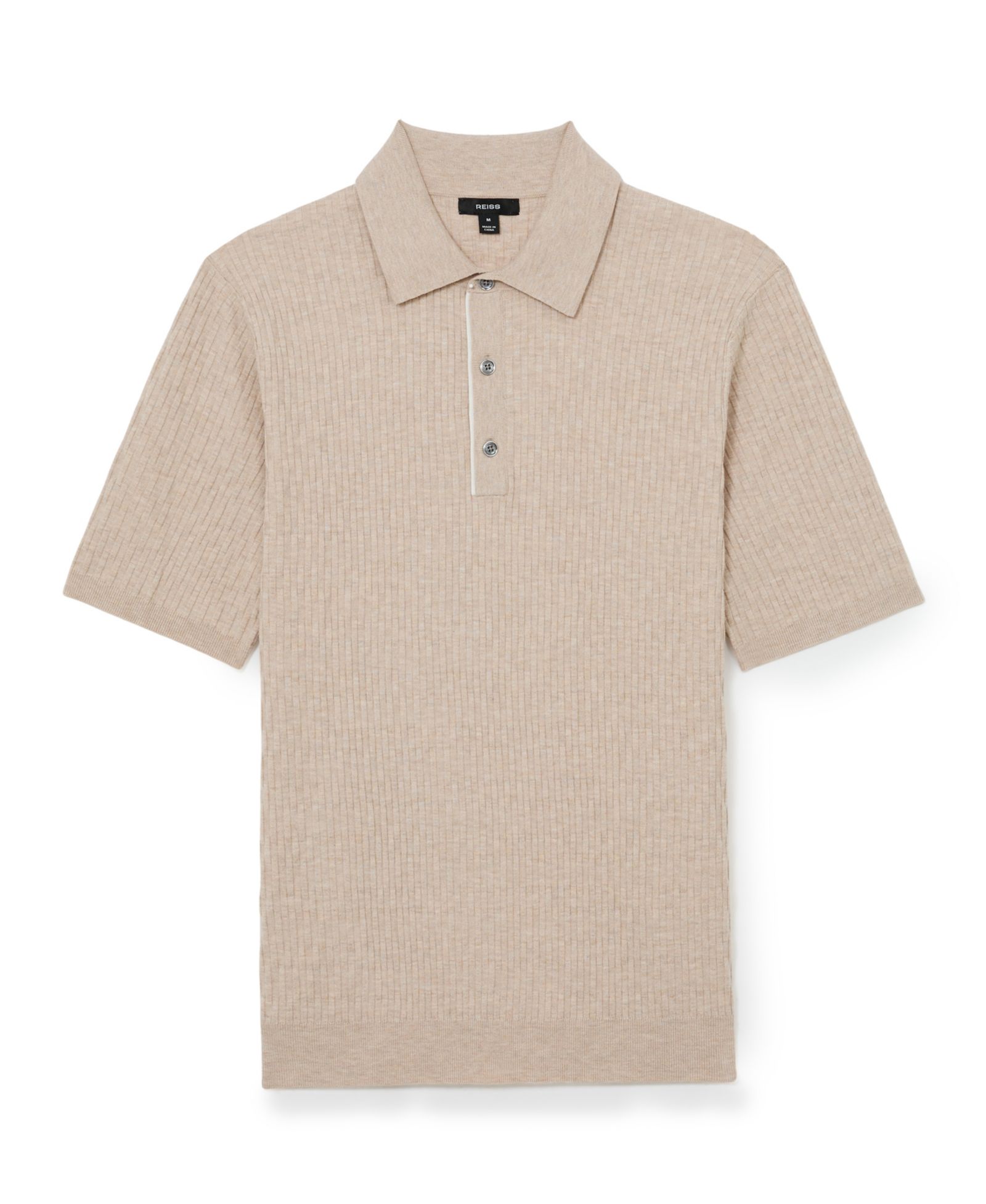REISS Men's Era Textured-Knit Half-Button Polo Shirt