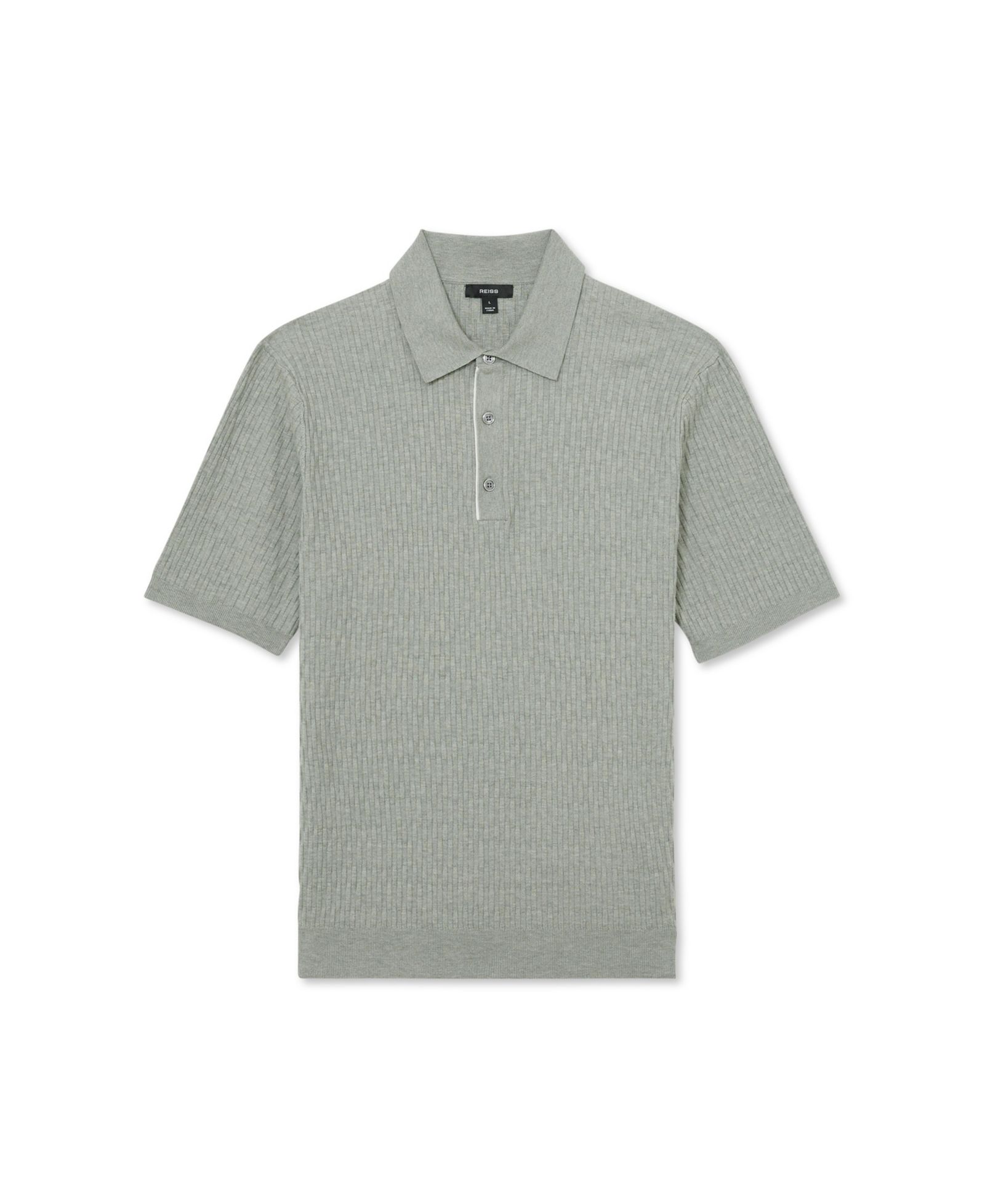 REISS Men's Era Half Button Textured Polo Shirt