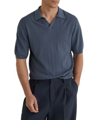 Мужская рубашка-поло REISS Sol Open Collar Textured