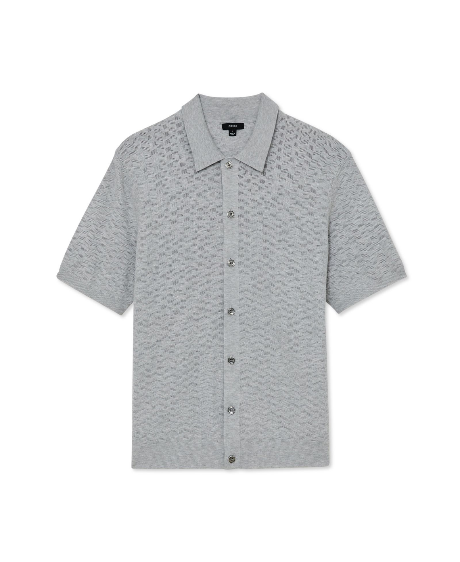 REISS Men's Phoenix Button Through Textured Shirt