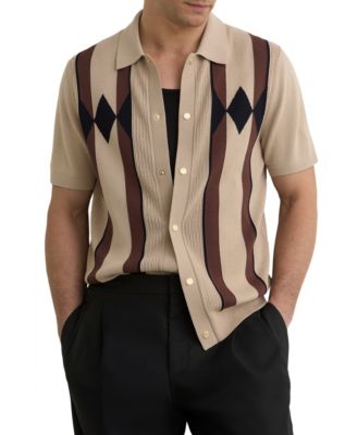 REISS Men's Axis Argyle-Knit Shirt