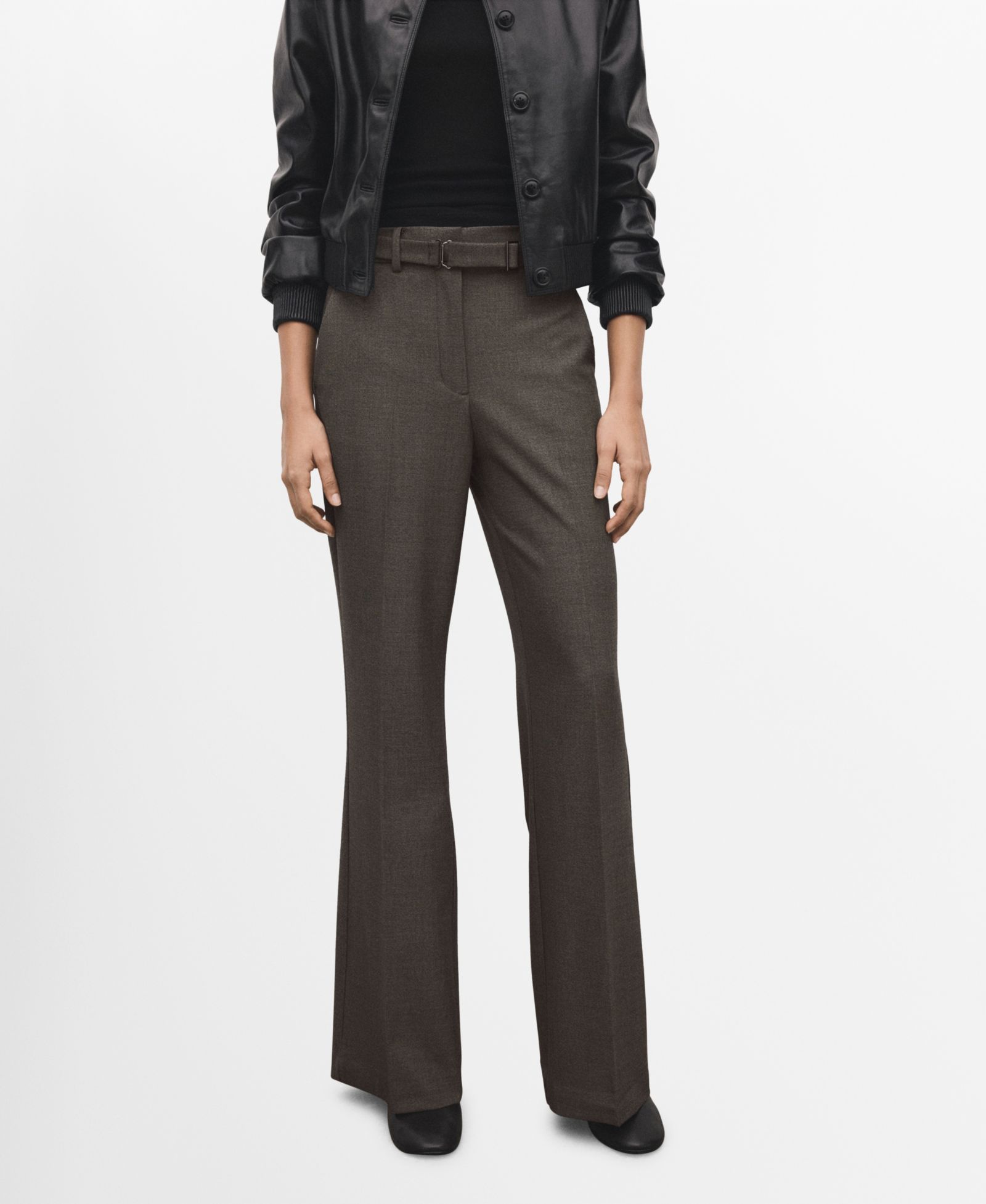 Mango Women's Belt Straight-Fit Pants