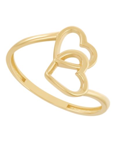 Кольцо Double Heart Bypass из 10k Yellow Gold