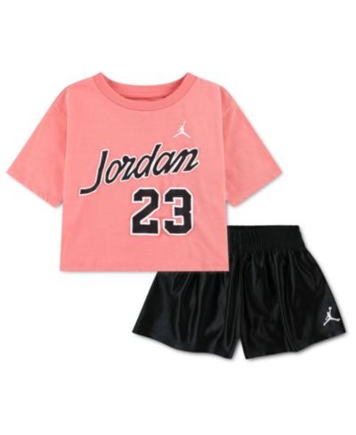 Детский комплект Jordan Girls' Toddler 2T-4T Flowy Durasheen Crewneck T-Shirt и Shorts, 2-Piece Set