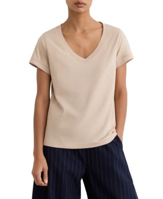 REISS Women's Luna Brushed V-Neck Short-Sleeve T-Shirt
