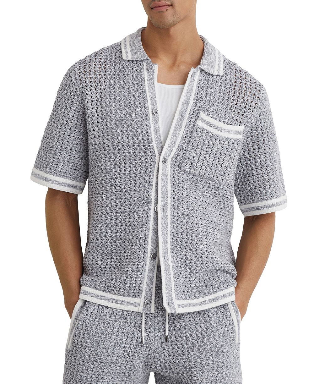 REISS Мужская рубашка Meadows Button Through Crochet