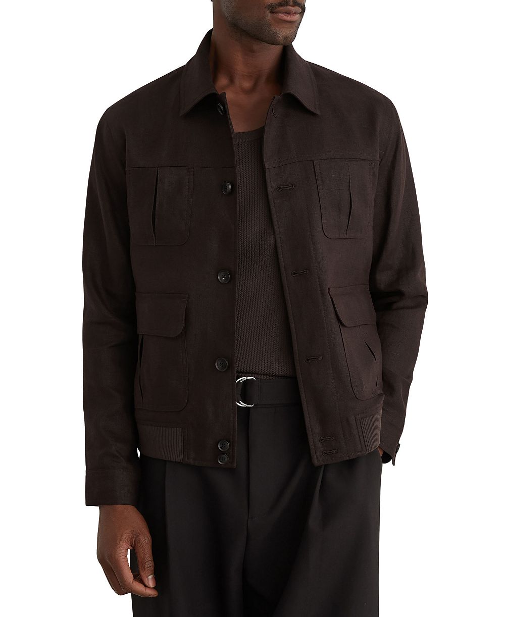 REISS Men's Adam Linen Four-Pocket Jacket