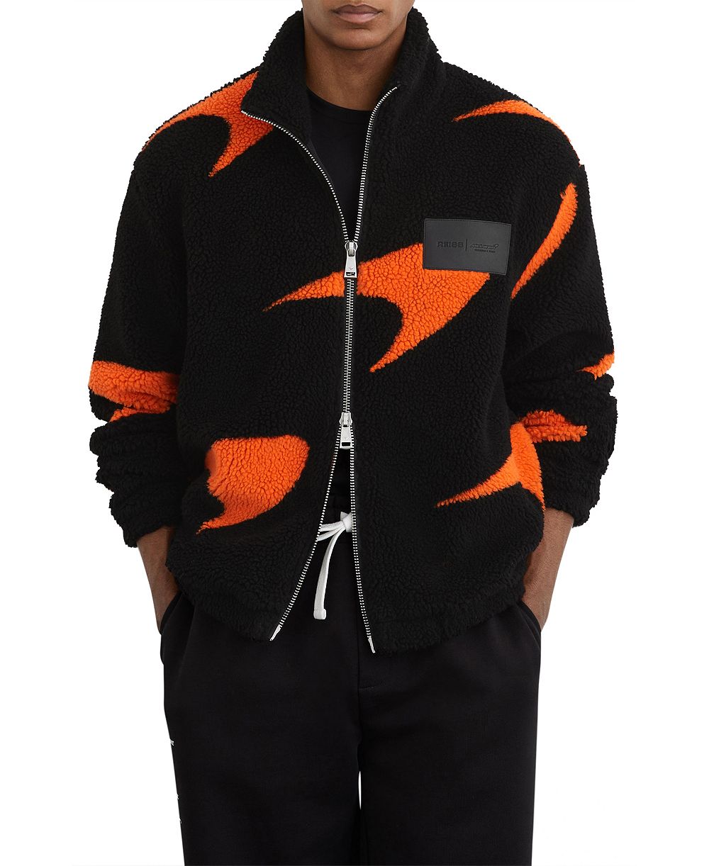 REISS Men's King Funnel Neck McLaren Racing Fleece Jacket