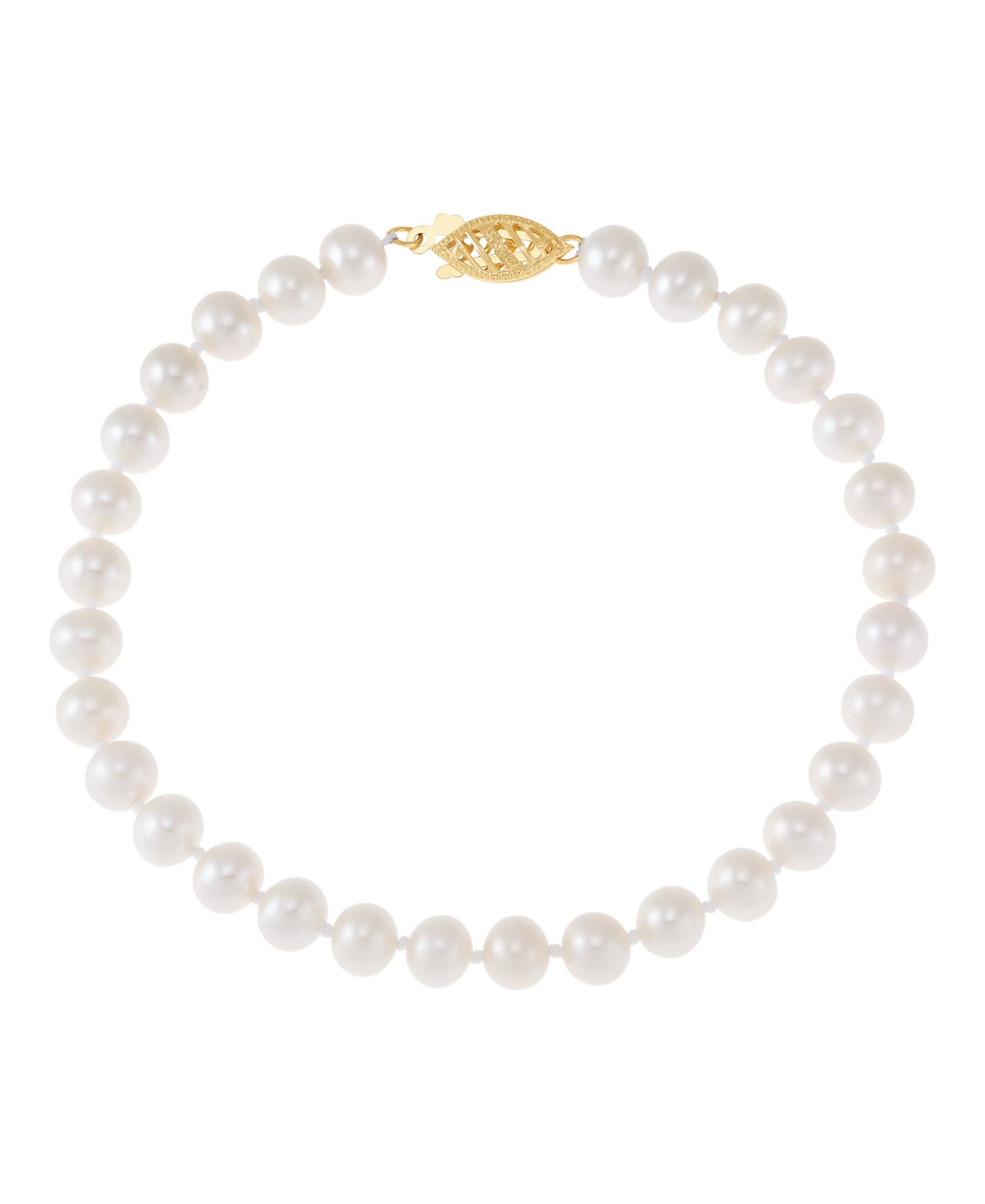 Браслет Honora White Cultured Freshwater Pearl (5-6mm) из желтого золота 14k