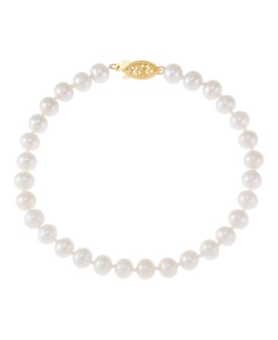 Браслет Honora White Cultured Freshwater Pearl (5-6mm) из желтого золота 14k