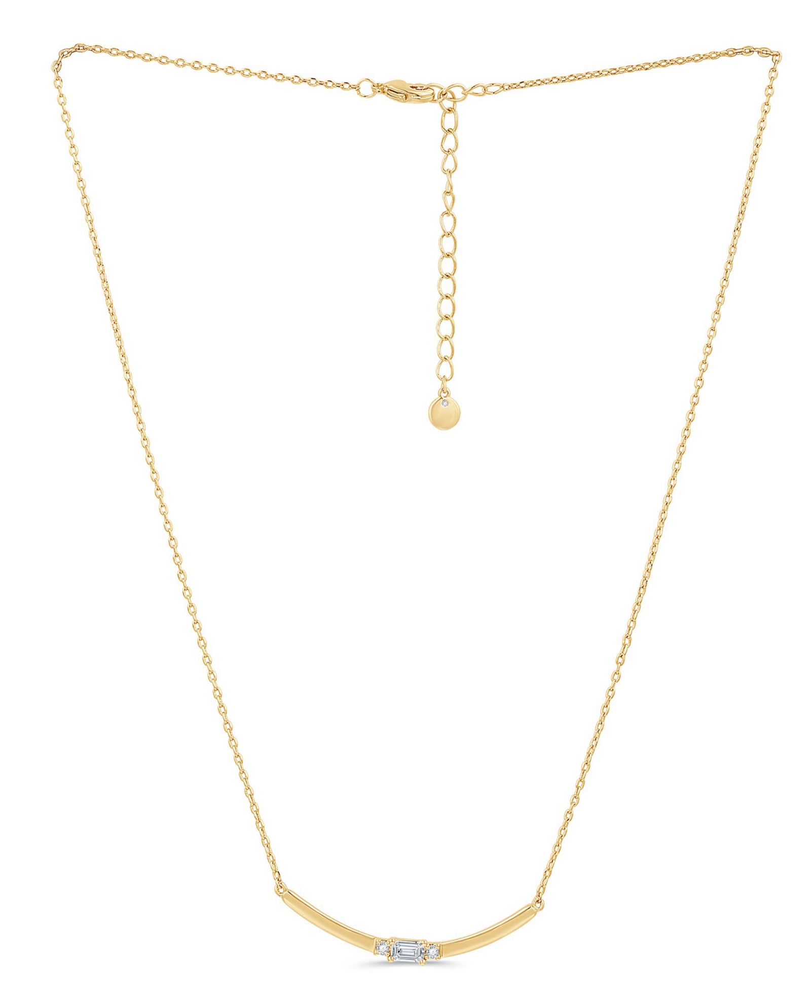 And Now This Cubic Zirconia Curved Bar Necklace