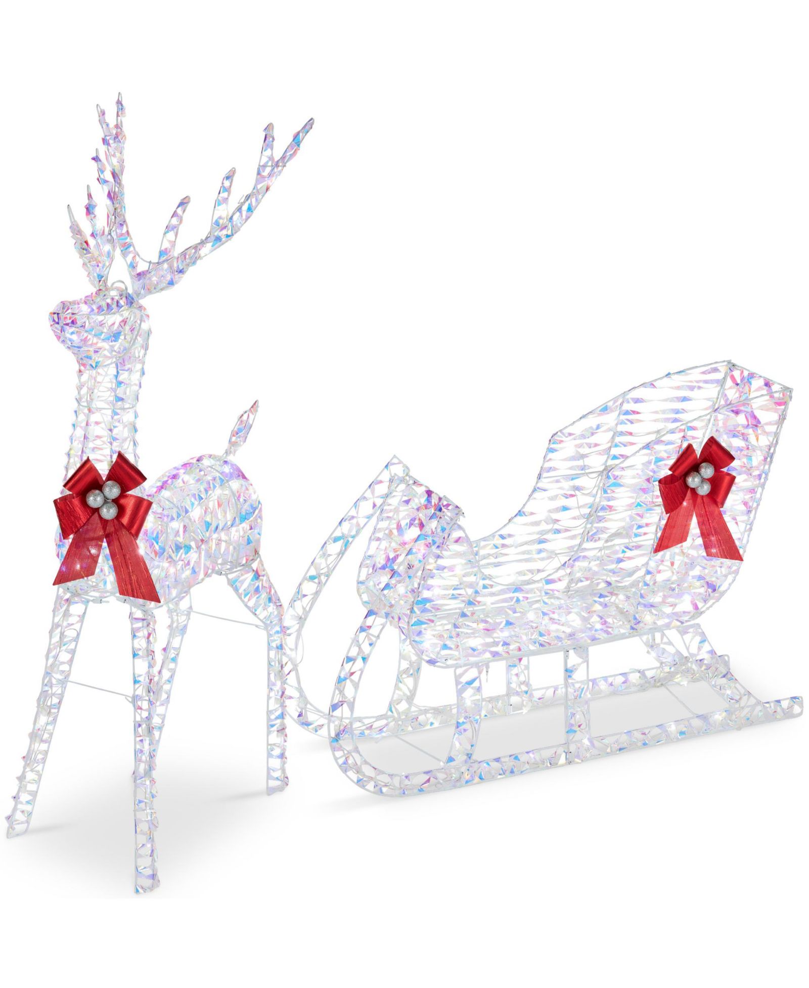 Best Choice Products Lighted Christmas 4ft Reindeer & Sleigh Outdoor Yard Decoration Set w/ 205 LED Lights, Stakes