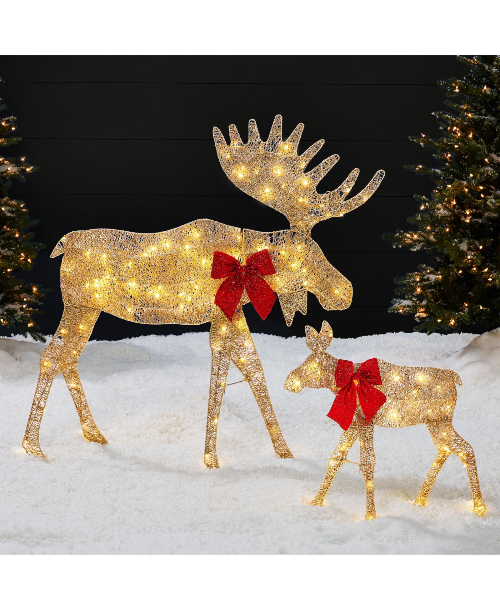 Набор рождественских оленей Best Choice Products 4ft 2-Piece Lighted 2D Christmas Moose Set 125 LED Lights