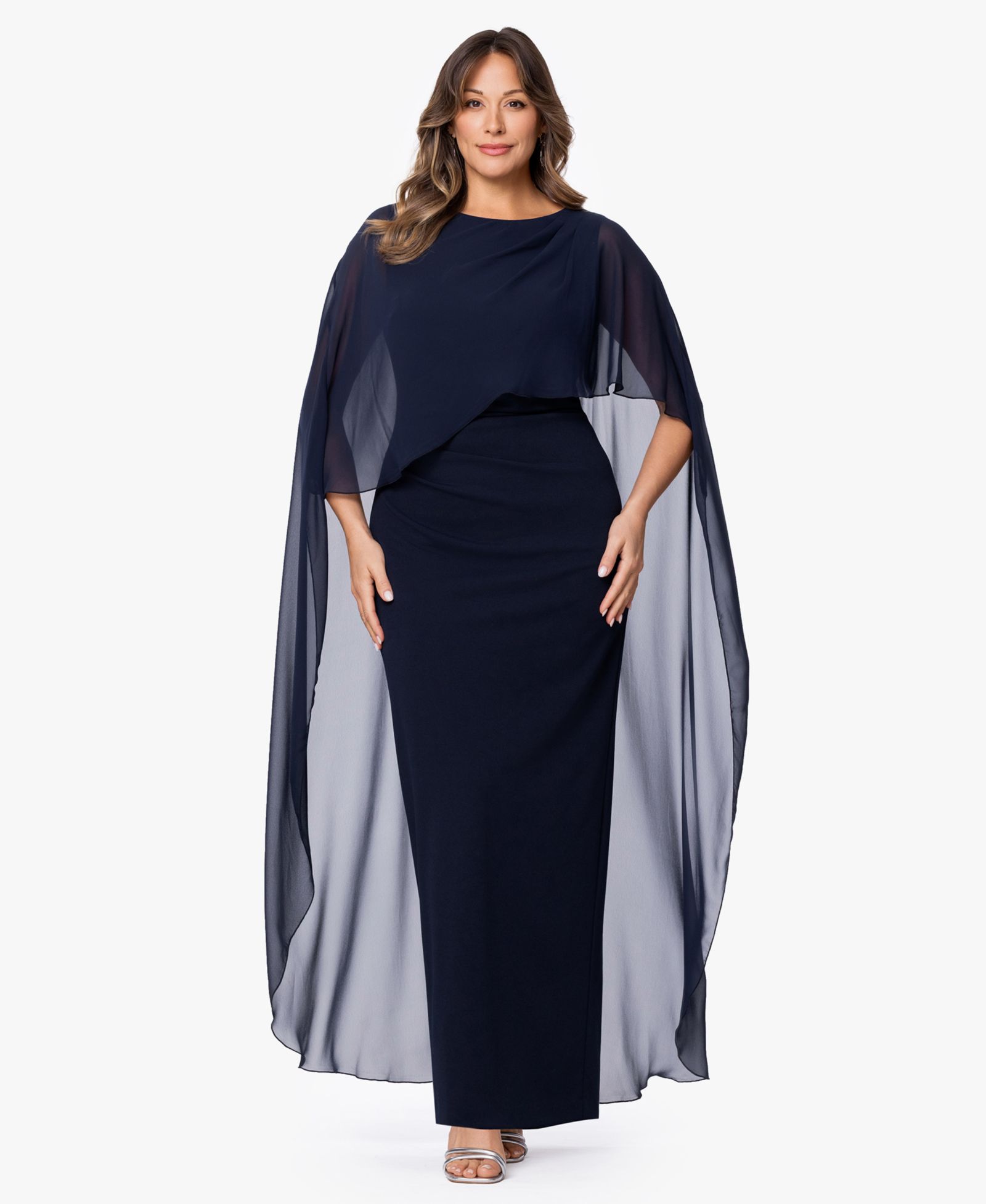 XSCAPE Plus Size вечернее платье силуэта sheath с круглым вырезом