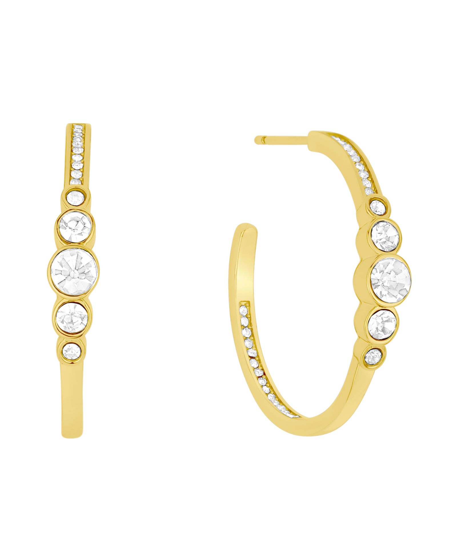 And Now This Crystal Post C Hoop Earrings