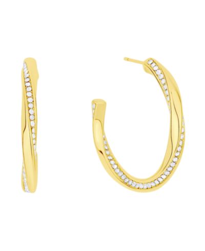 And Now This серьги-кольца Crystal Post Tiwsted C Hoop