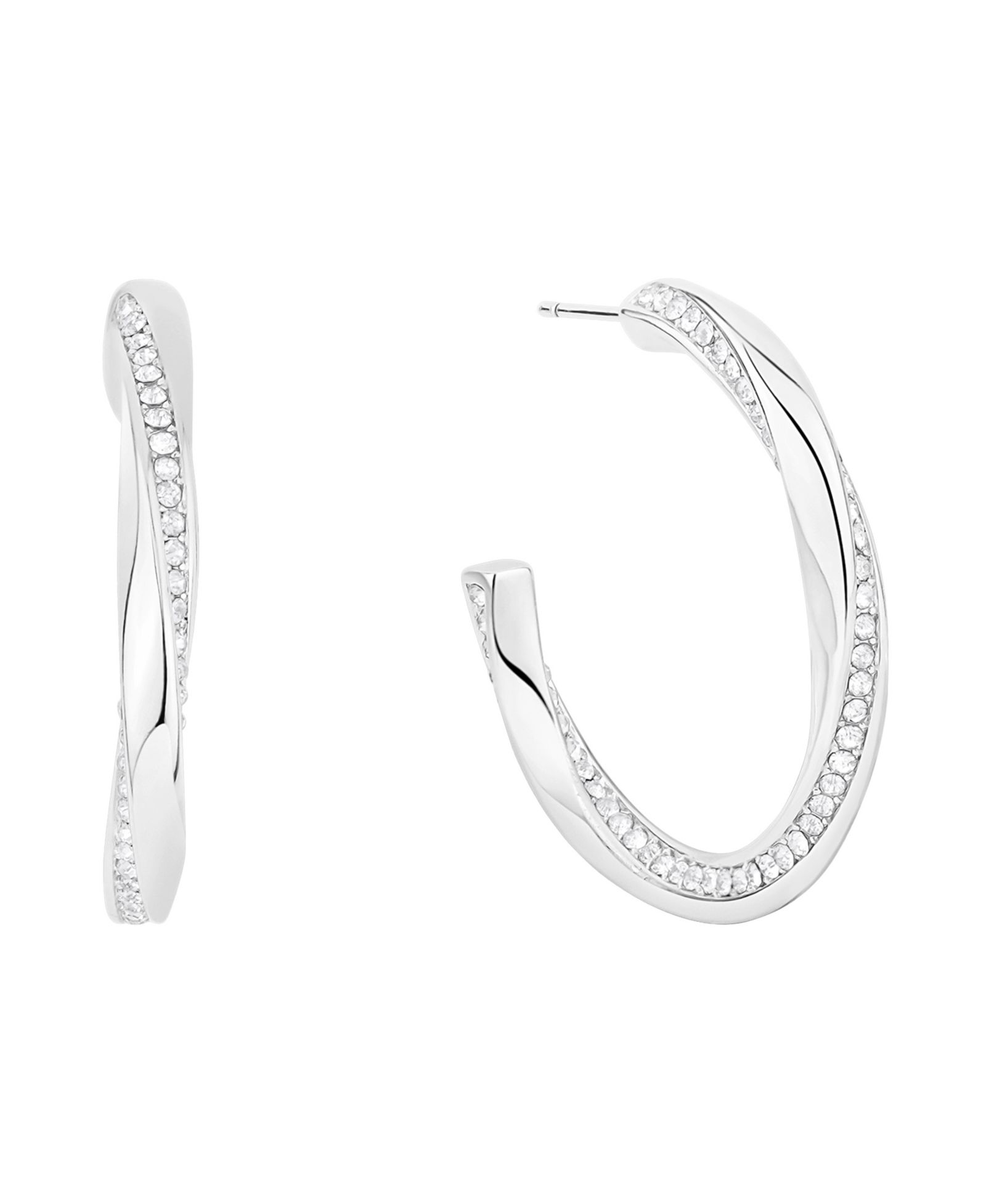 And Now This серьги-кольца Crystal Post Tiwsted C Hoop