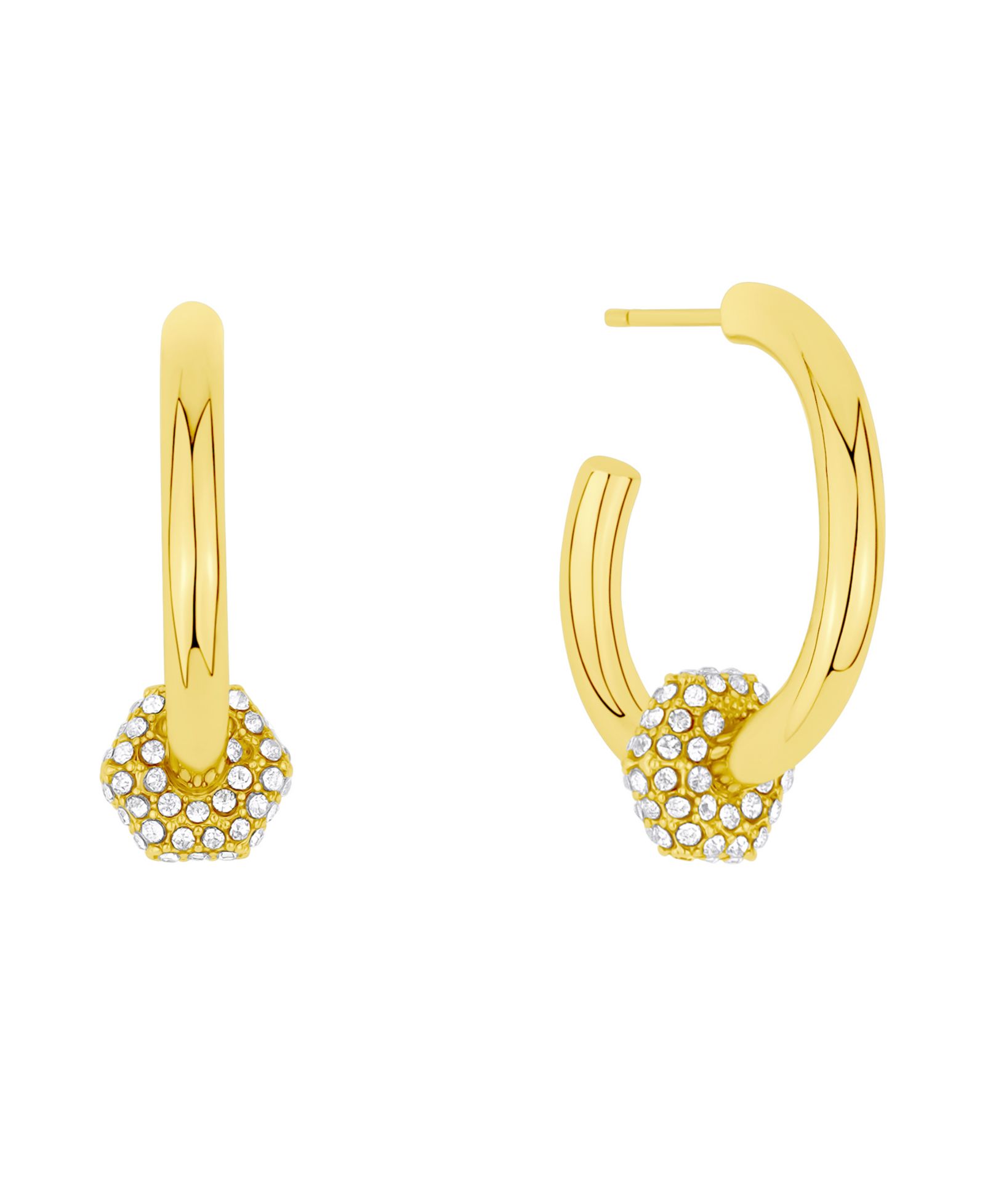 And Now This Crystal Post C Hoop Earrings