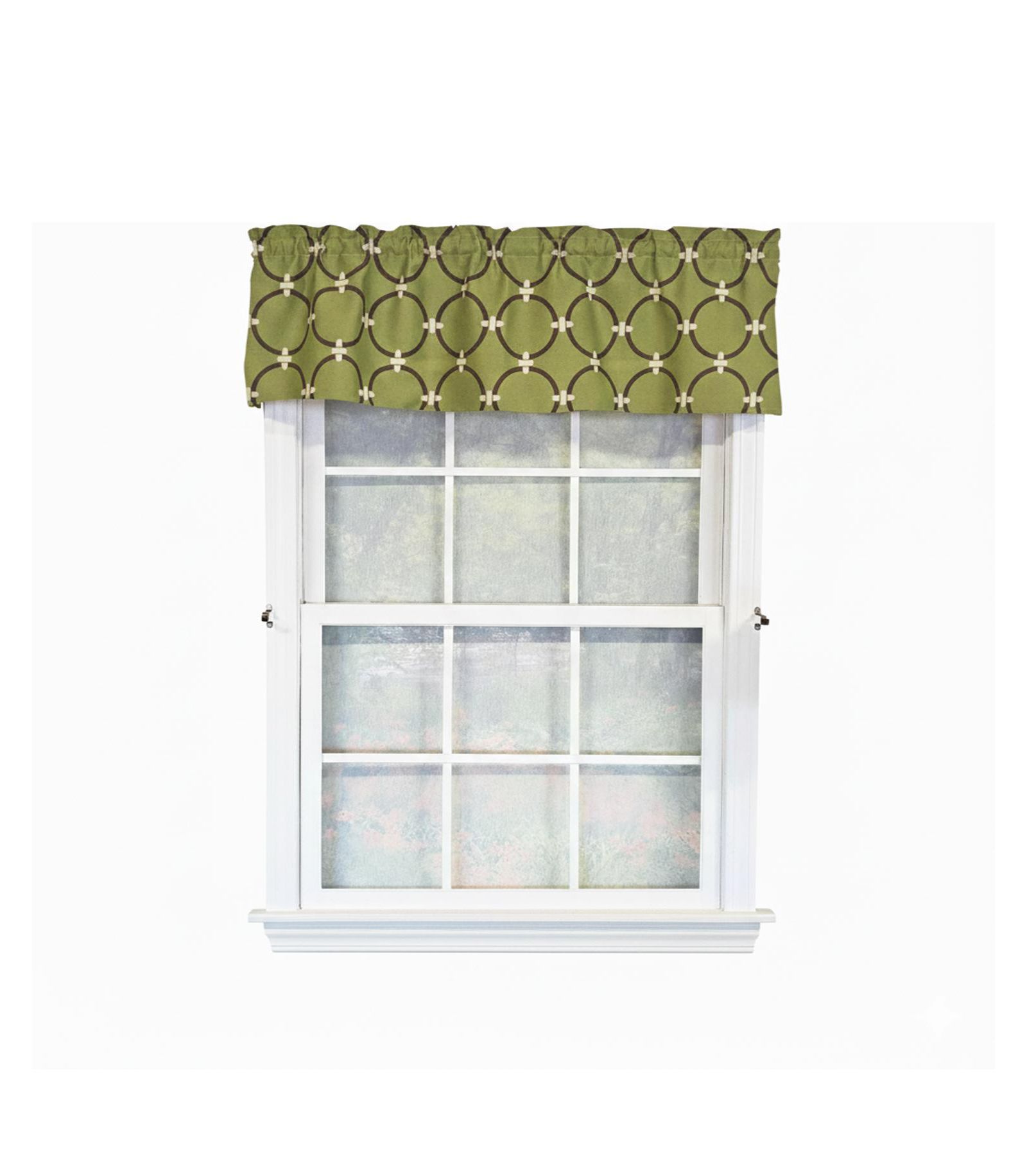 Занавеска RLF Home 100% Cotton High Quality Rings Tailored Window Valance 50" W X 12" L Green