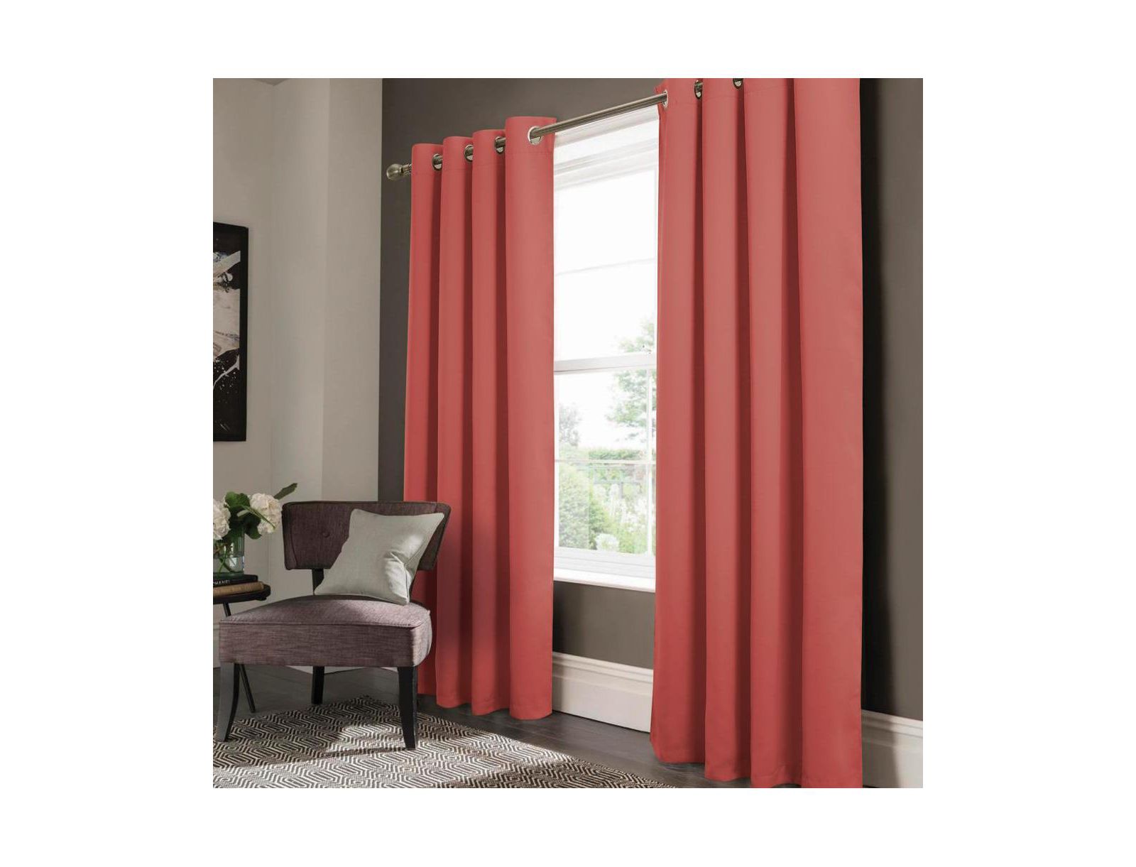 Olivia Gray занавеска Olivia Gray Anchorage Blackout Grommet Single Curtain Panel, 54" x 90", Coral