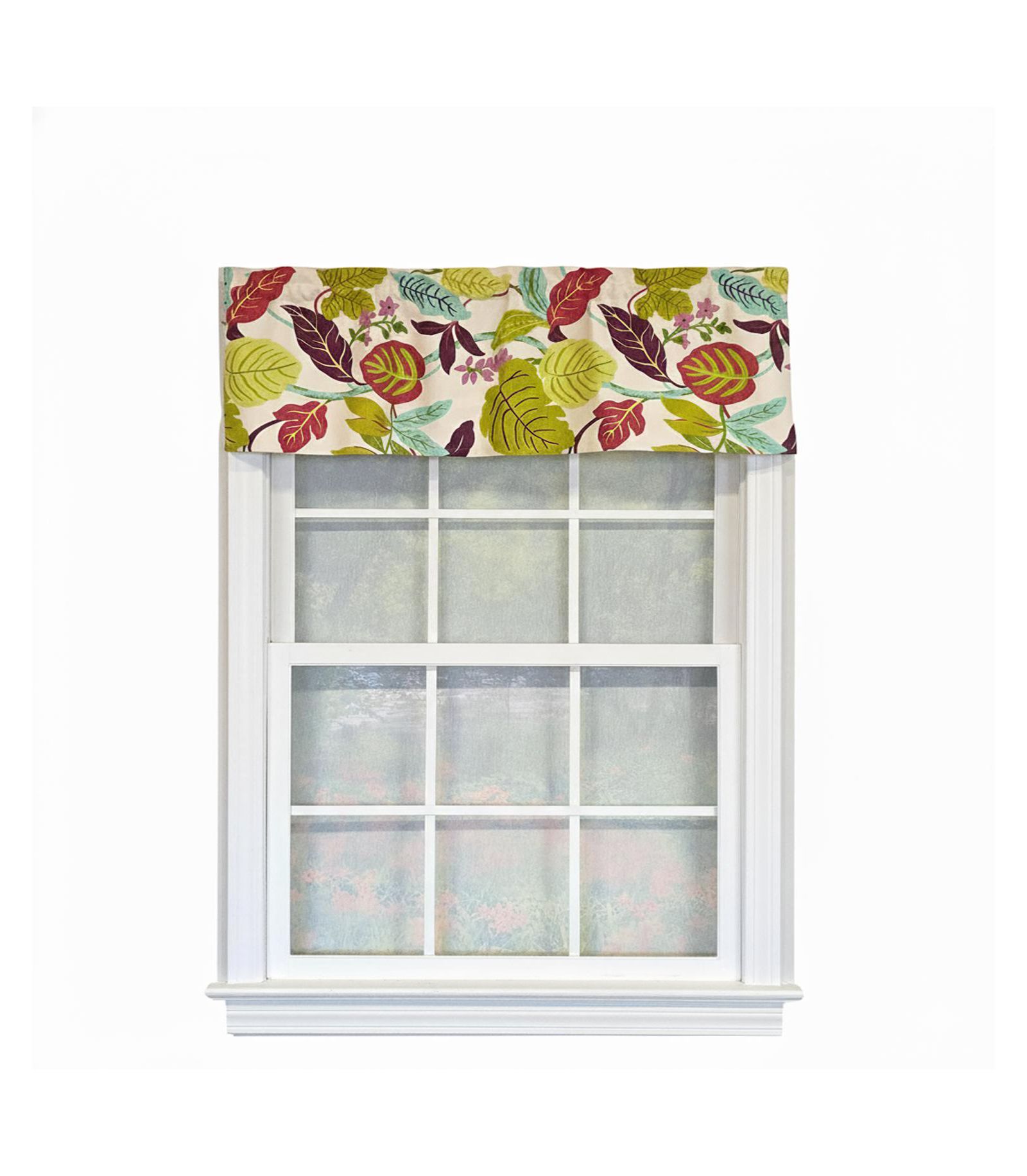 RLF Home 100% Cotton High Quality Antonia Tailored Window Valance with 1.5" Rod Pocket 50" W X 12" L Spring
