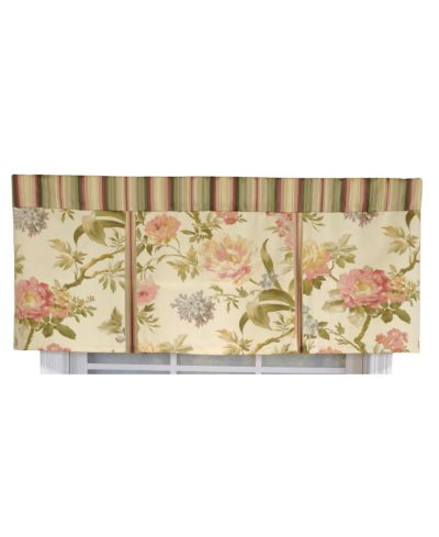 RLF Home 3" Rod Pocket High Quality Fabric Casa di Fiori Pleated Valance for Windows 50" x 16" Cameo