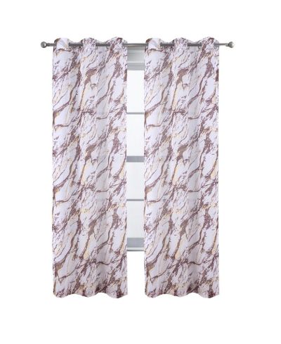 RT Designers Collection Marble Grommet Metallic Sheer Printed Doily Curtain Panel 54" x 90"