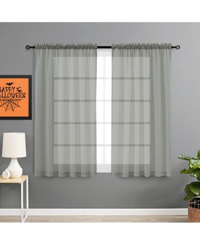 Шторы тюль Goodgram Spooky Halloween Decor Misty Gray, 2 шт., 63 In. Long