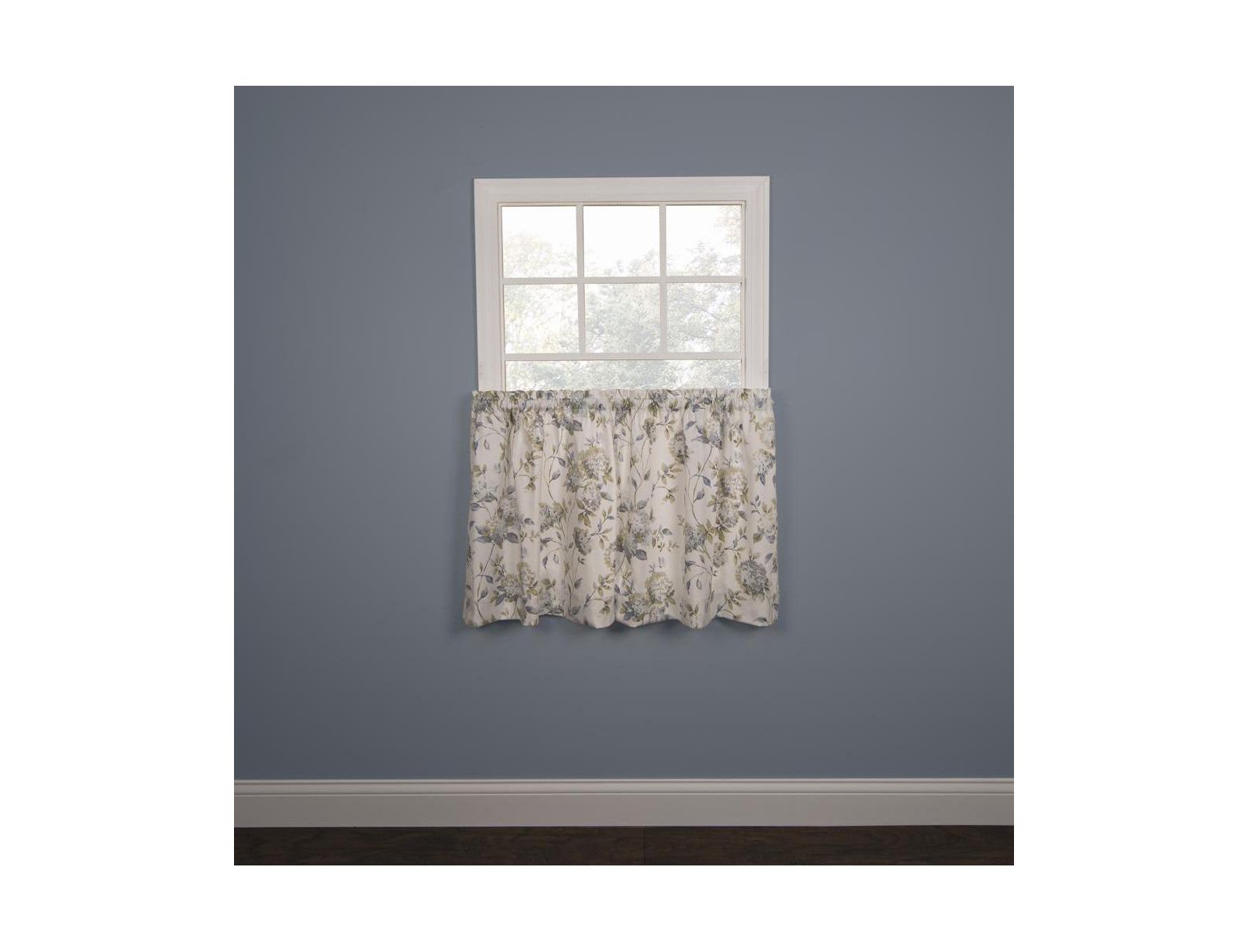 Ellis Curtain Abigail Design Printed Room Darkening Window Rod Pocket Pair Set With 2 Tiers - 2-Piece - 56x24", Porcelain