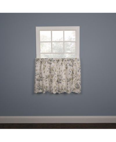 Ellis Curtain Abigail Design Printed Room Darkening Window Rod Pocket Pair Set With 2 Tiers - 2-Piece - 56x24", Porcelain