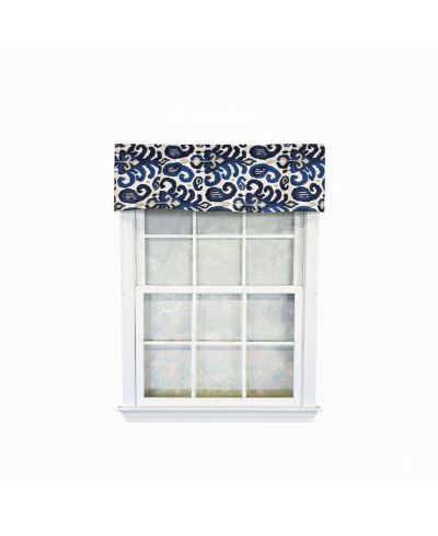 RLF Home 100% Cotton High Quality Tracy Tailored Window Valance with 1.5" Rod Pocket 50" W X 12" L Navy