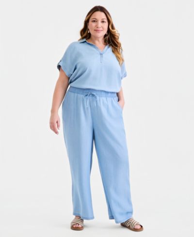 Женские широкие брюки Style & Co Plus Size Chambray