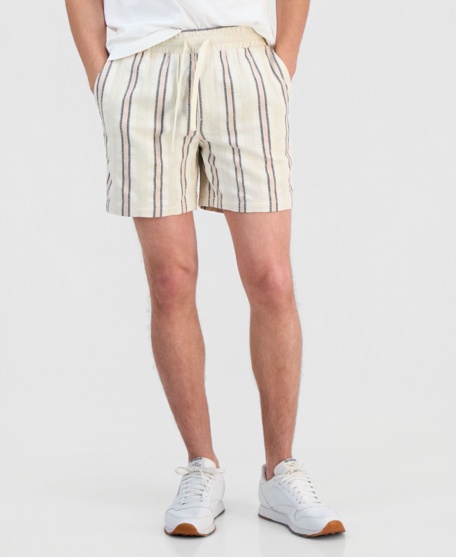 Sun + Stone Мужской Chester Cotton Striped 6" Pull-On Shorts