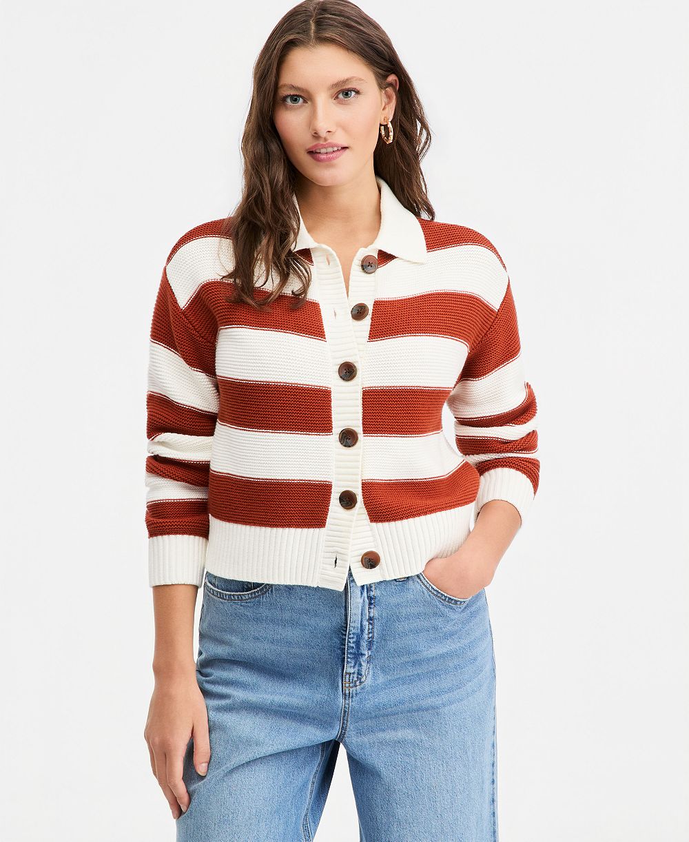 On 34th Women's Long Sleeve Bold Stripe Cardigan, Macy's Exclusive
