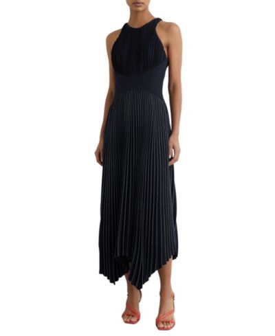 REISS Women's Rachel Pleated Sleeveless Midi Dress