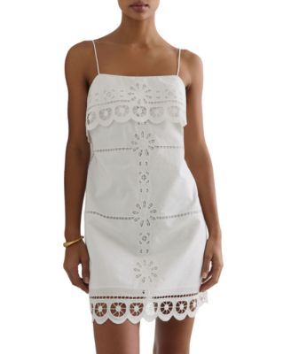 REISS Women's Cotton Lace-Detail Mini Dress