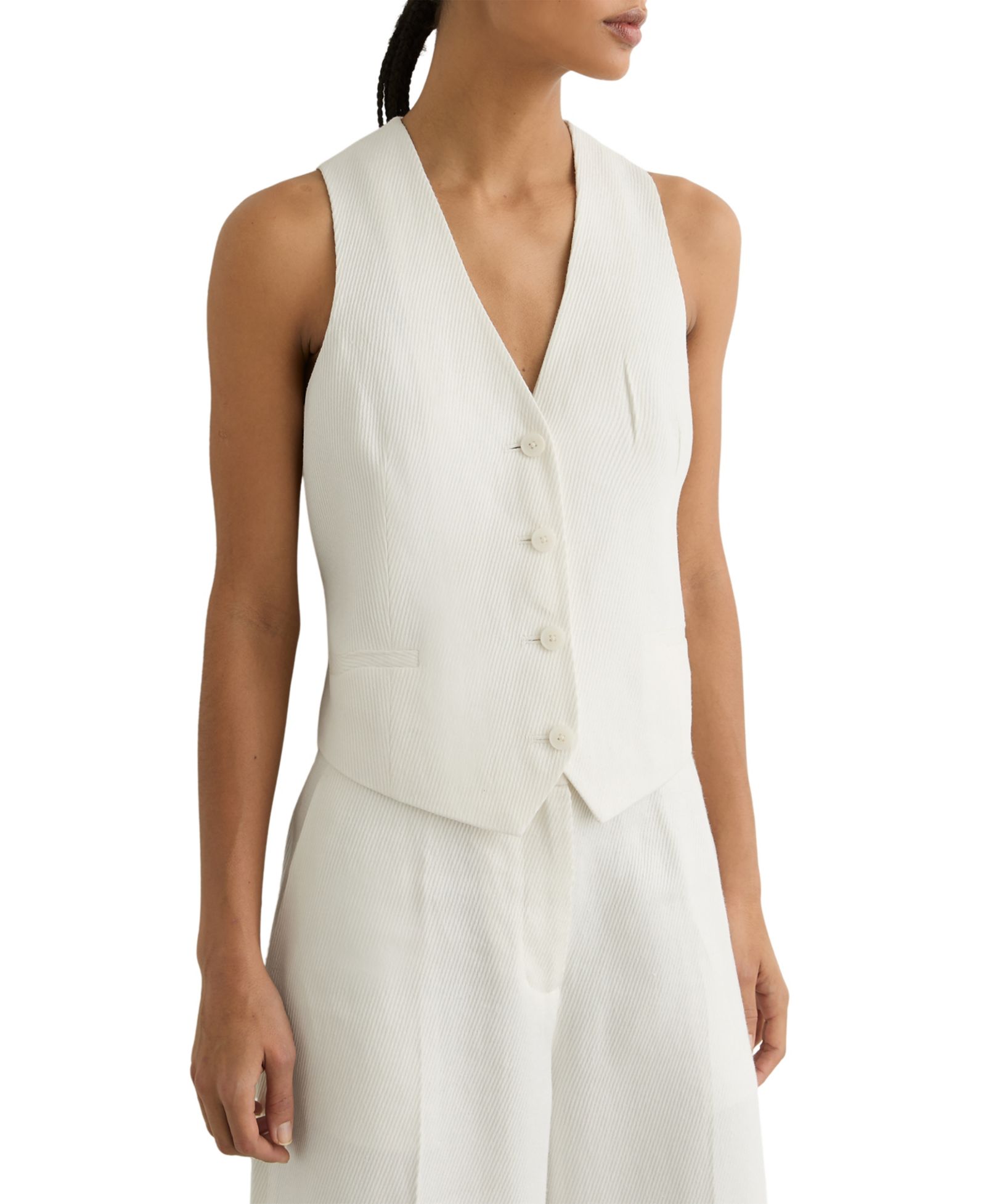 REISS Women's Linen-Blend Tailored Waistcoat