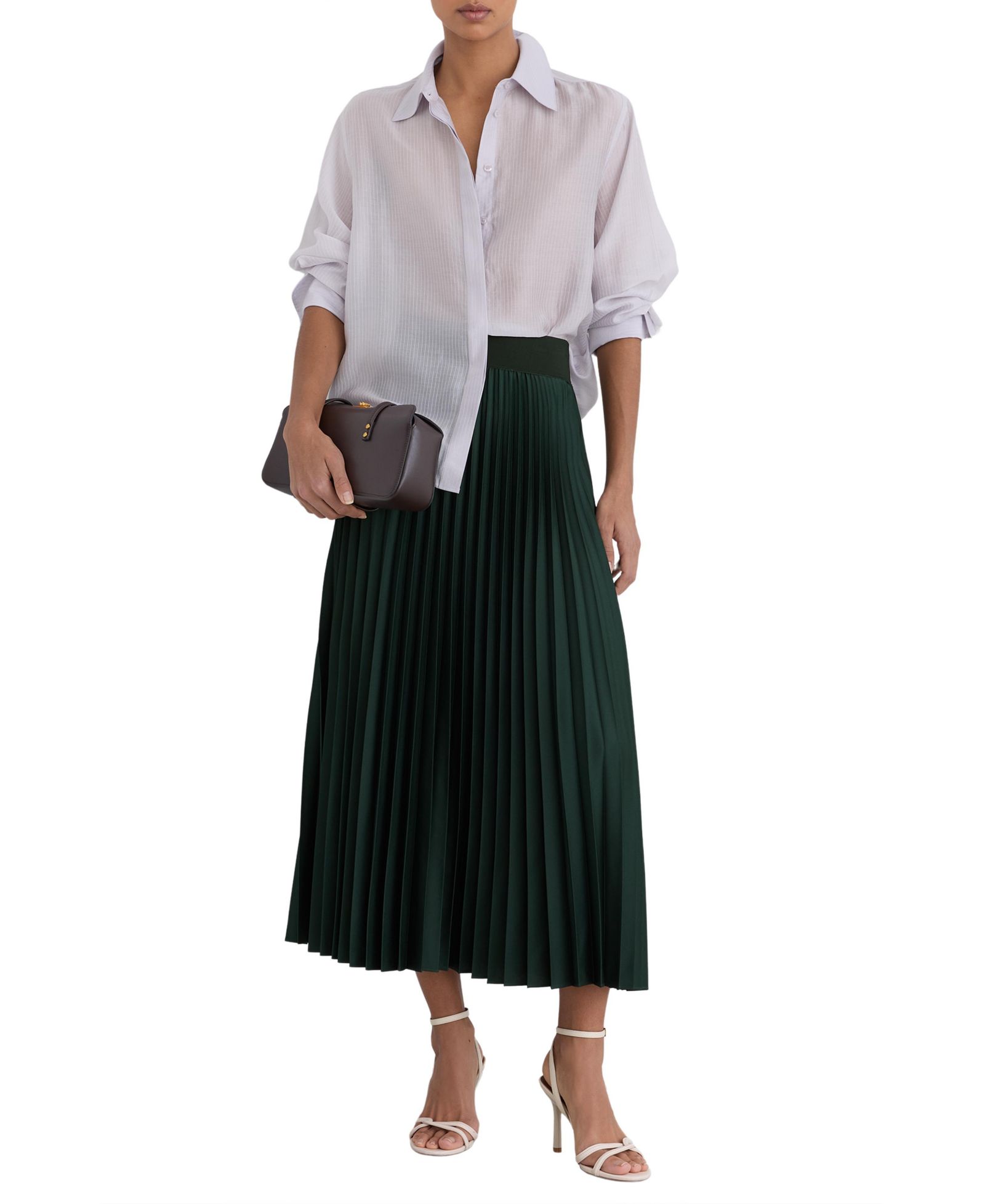 REISS Women's Pleated Midi Skirt
