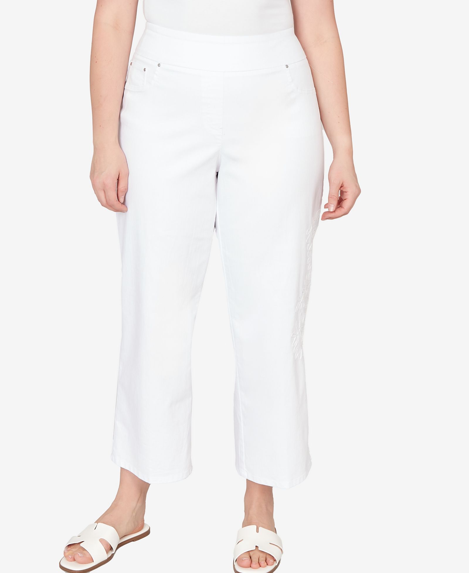 Ruby Rd. Plus Size Embroidered Stovepipe Pull On Jeans