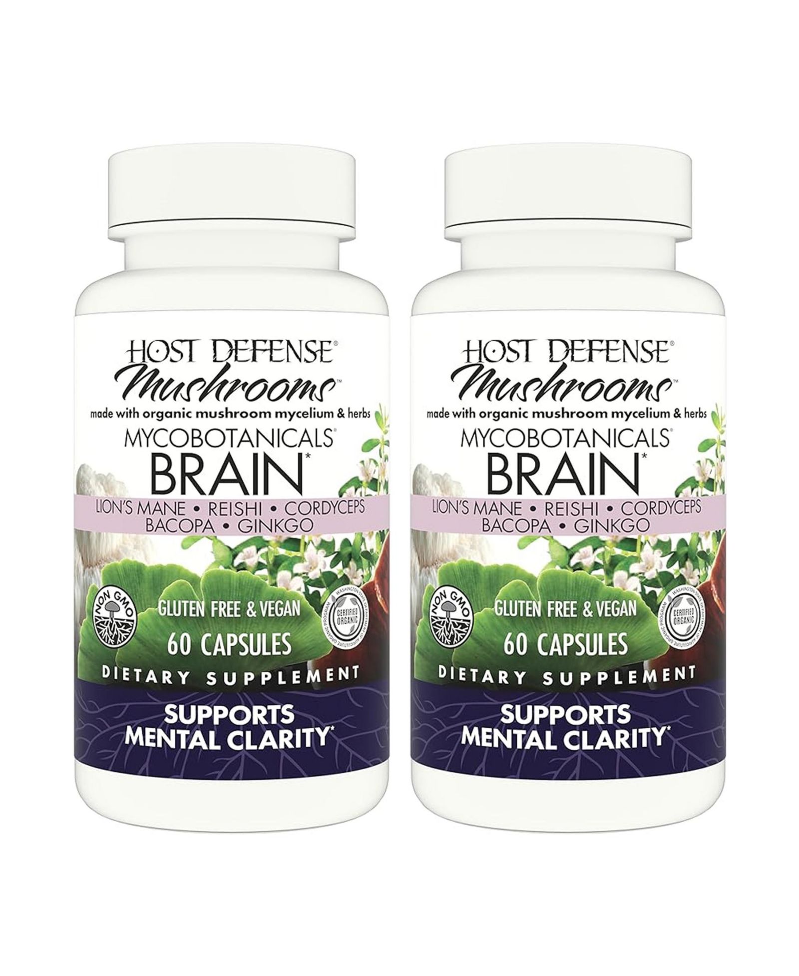 Капсулы Host Defense MycoBotanicals Brain, 120 шт (Pack of Two 60 ct Units)
