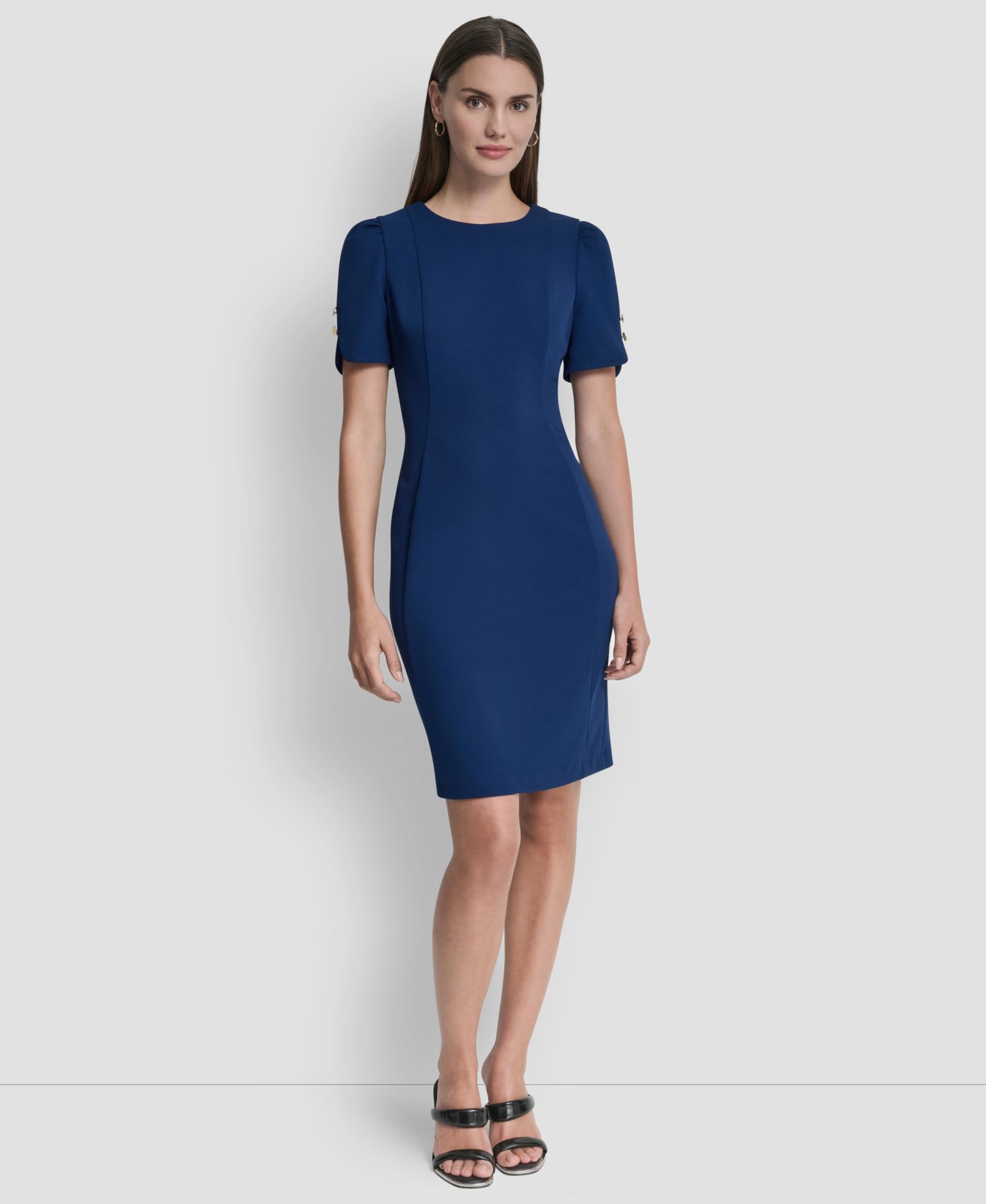 DKNY Women's Crewneck Short Sheath Dress