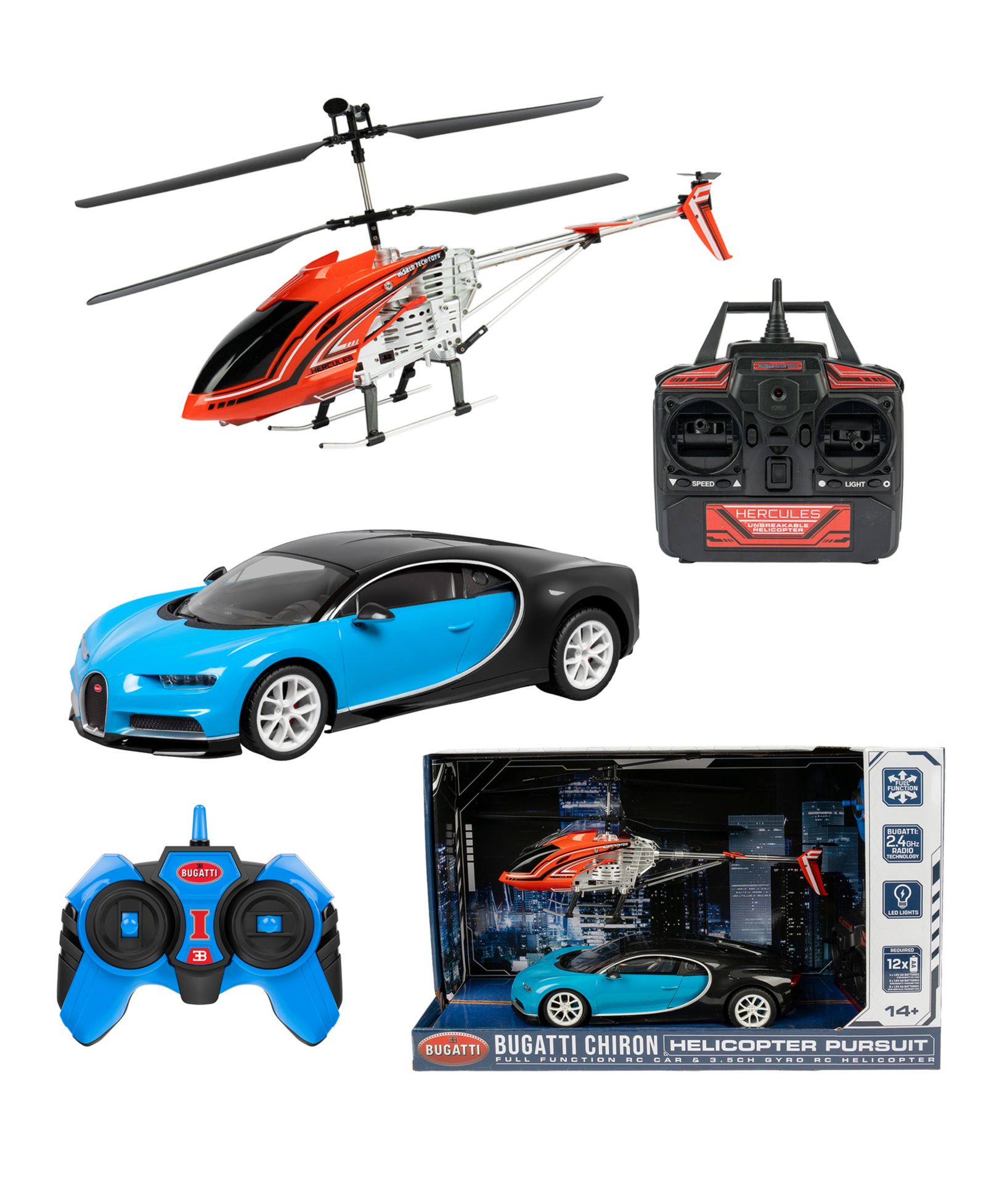 Вертолет World Tech Toys Bugatti Chiron 1:14 3.5 Channel Gyro Pursuit Set