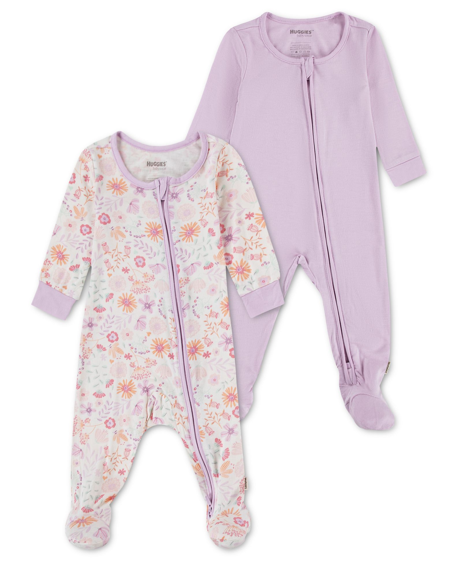 Комбинезон Huggies Baby Girls' Viscose Long-Sleeve, 2-Pack