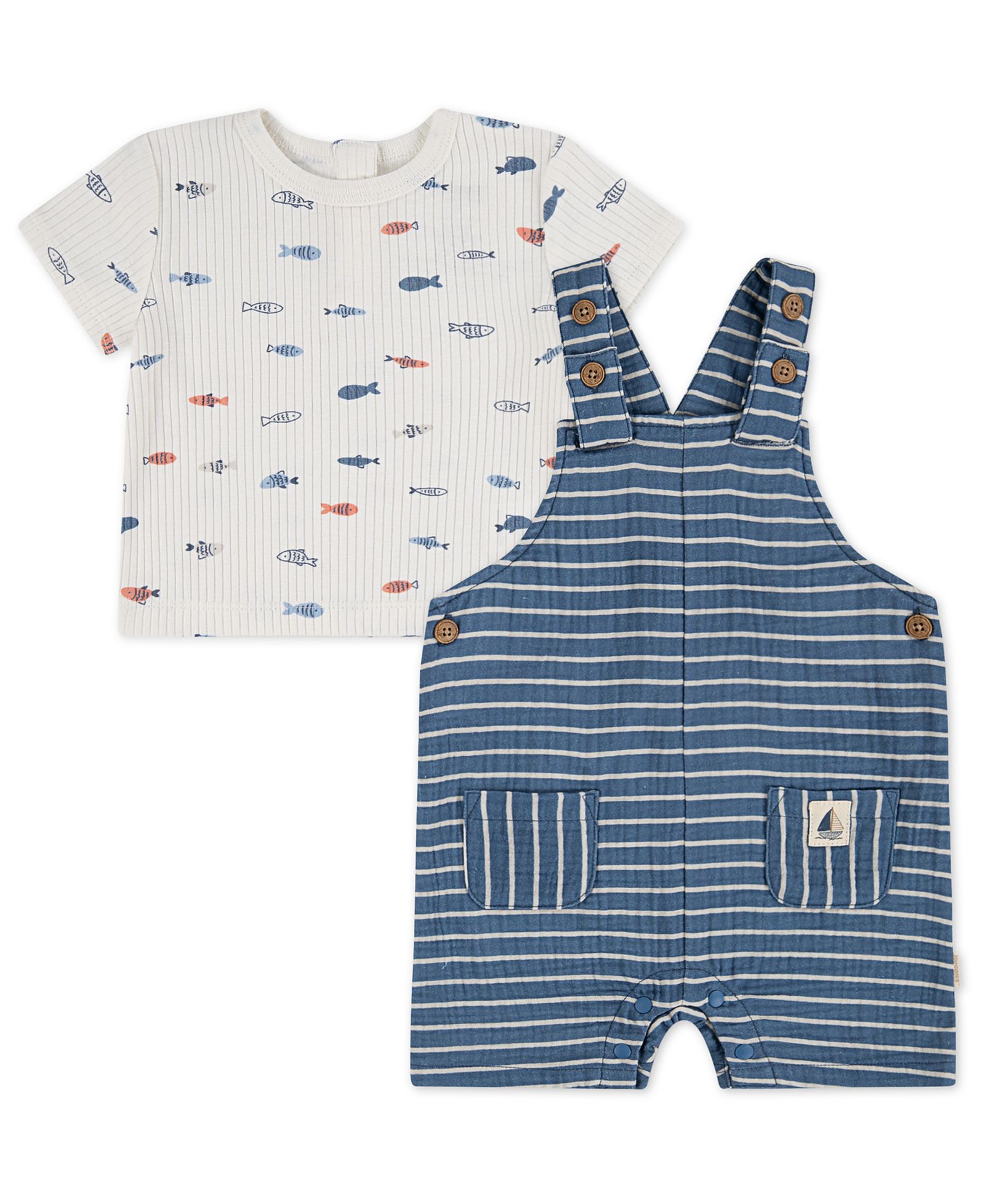 Huggies Baby Boys' Crewneck T-Shirt and Shortall, 2-Piece Set
