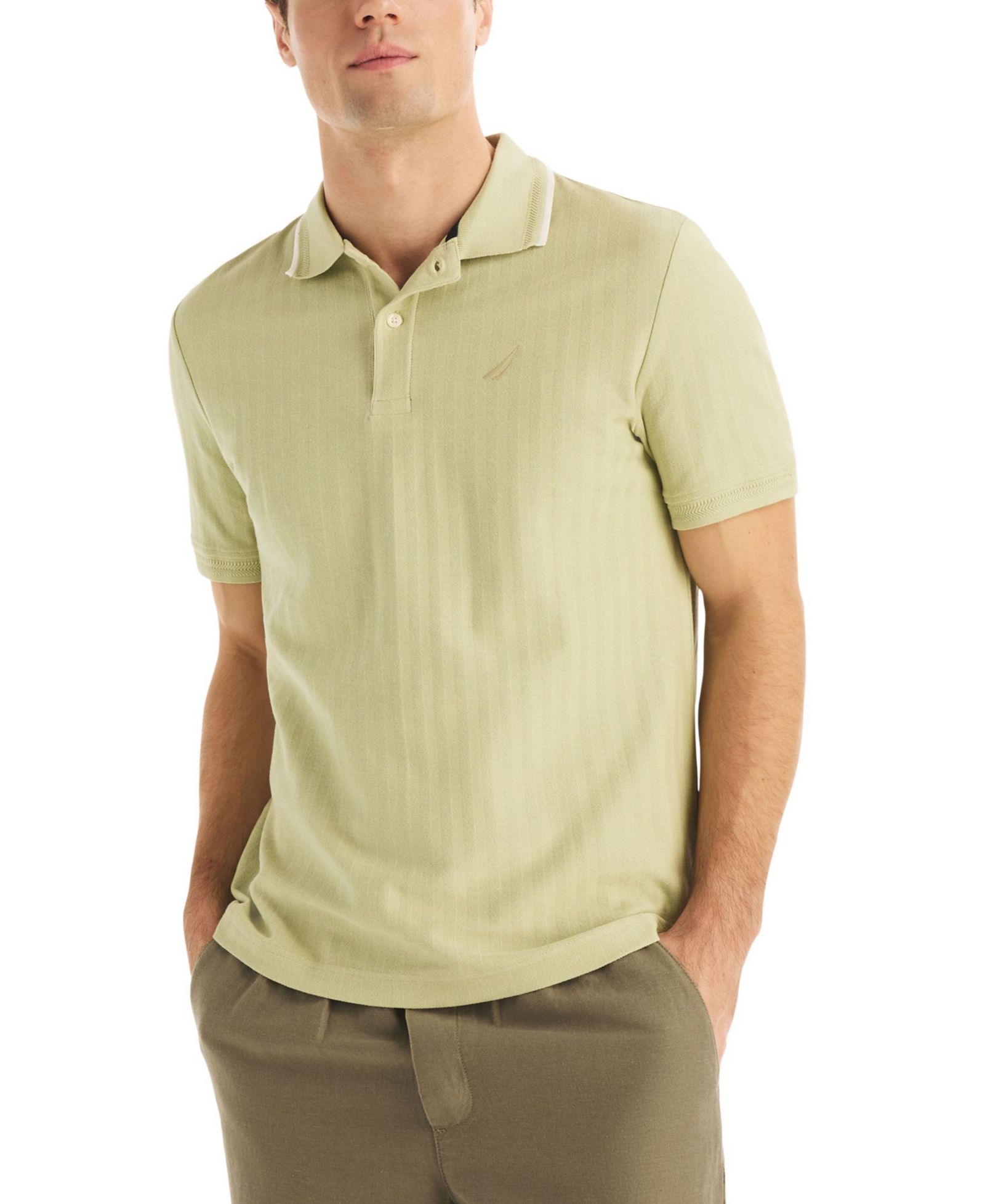 Nautica Men's Herringbone Short-Sleeve Polo Shirt